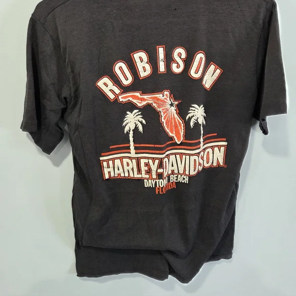 Vintage 1980s Daytona Beach Harley-Davidson Biker Tee Jerzees Tag MediumFLAWS- - Picture 7 of 7